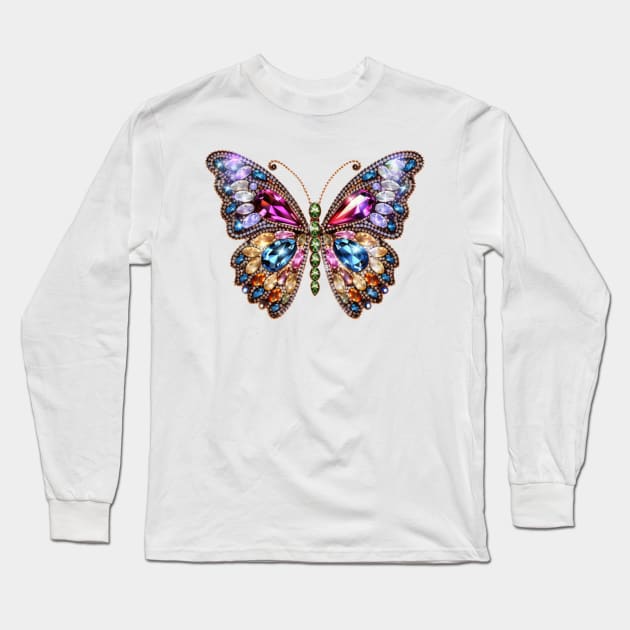 Bejeweled Butterfly #3 Long Sleeve T-Shirt by Chromatic Fusion Studio